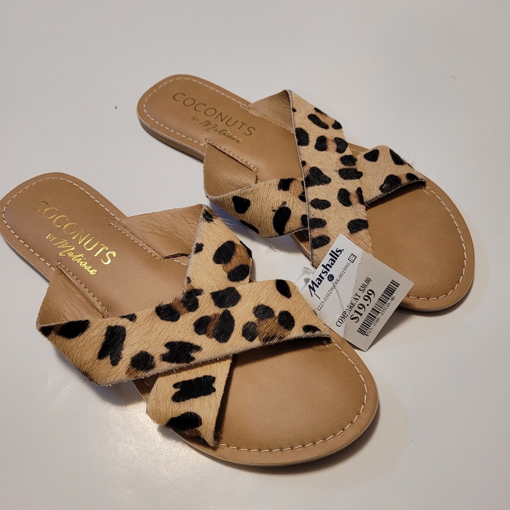 Calf hair sandals leopard cheeta print